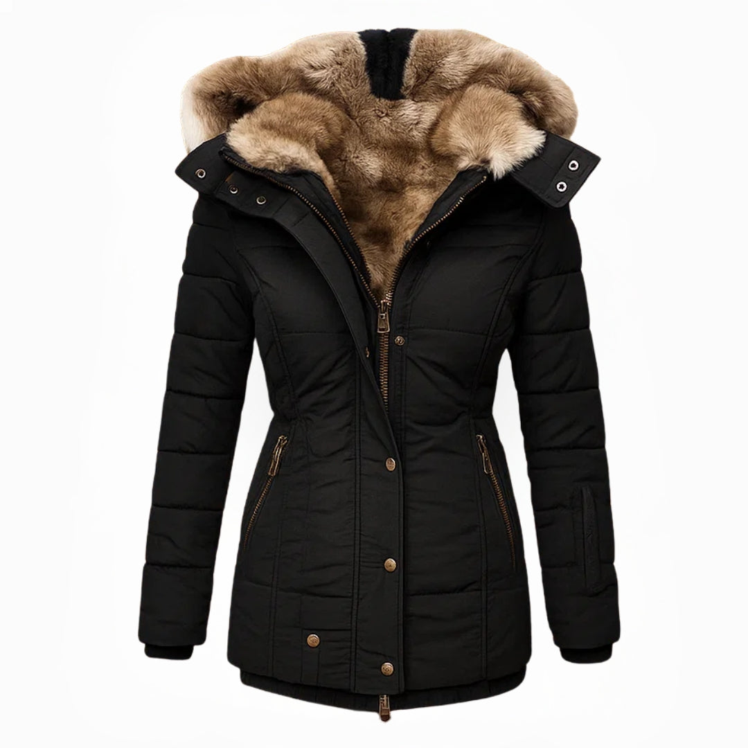 Faux Fur Trim Hooded Puffer Winter Jacket