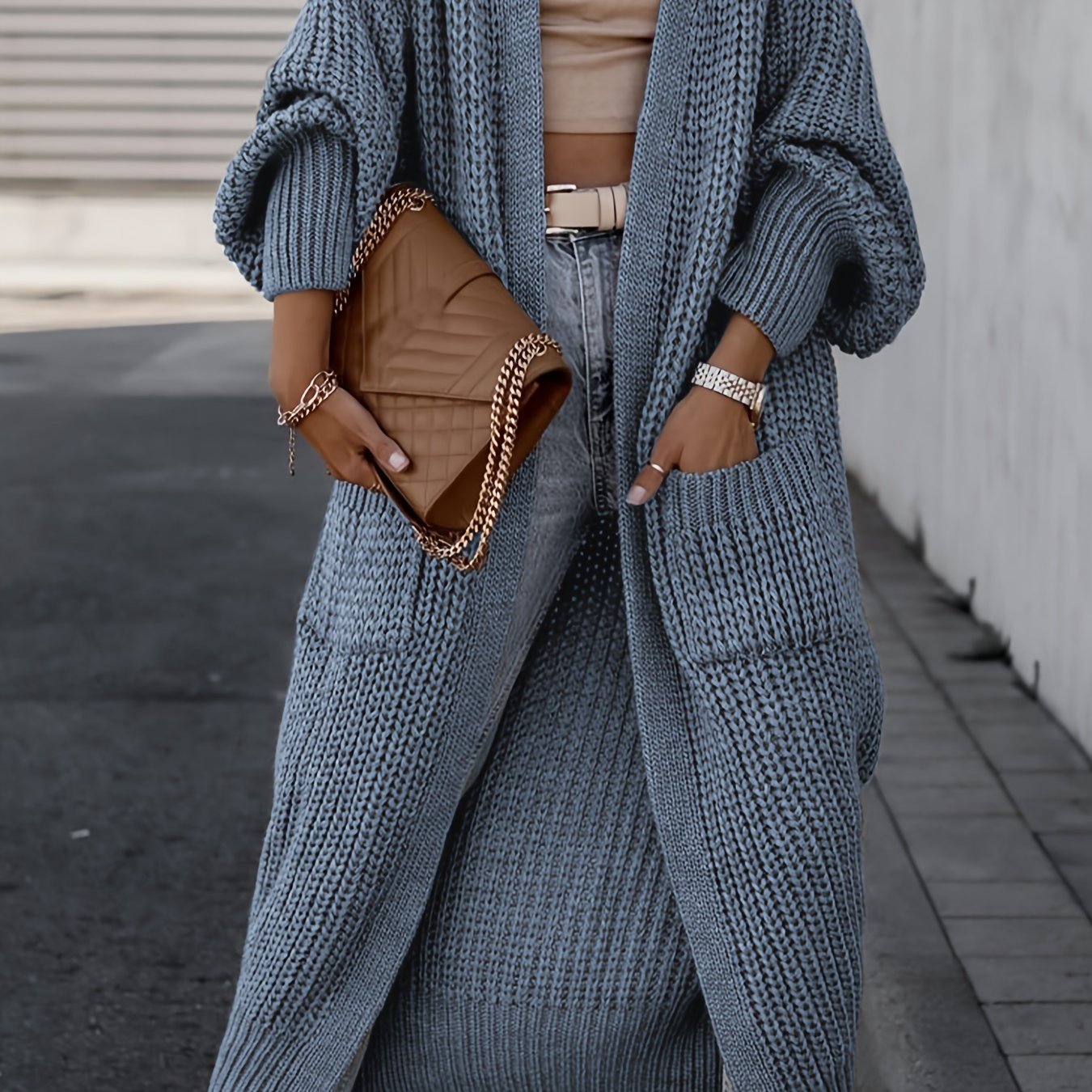 Chunky Knit Longline Open-Front Cardigan