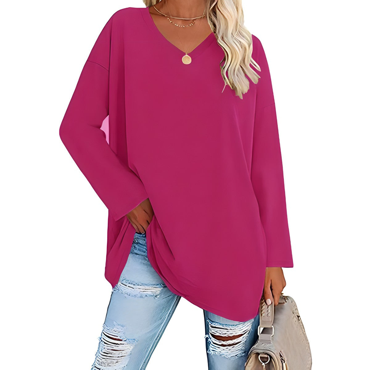 Long Sleeve V-Neck Tunic Top for Everyday Comfort