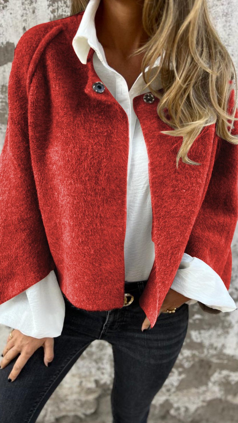 Soft Cropped Button Jacket for Chic Everyday Layering
