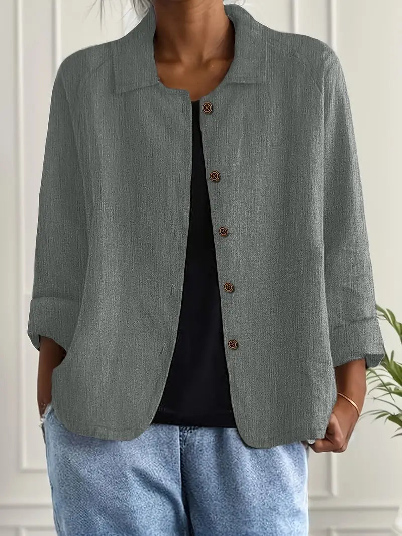 Lightweight Button Front Linen Style Shirt for Everyday Comfort