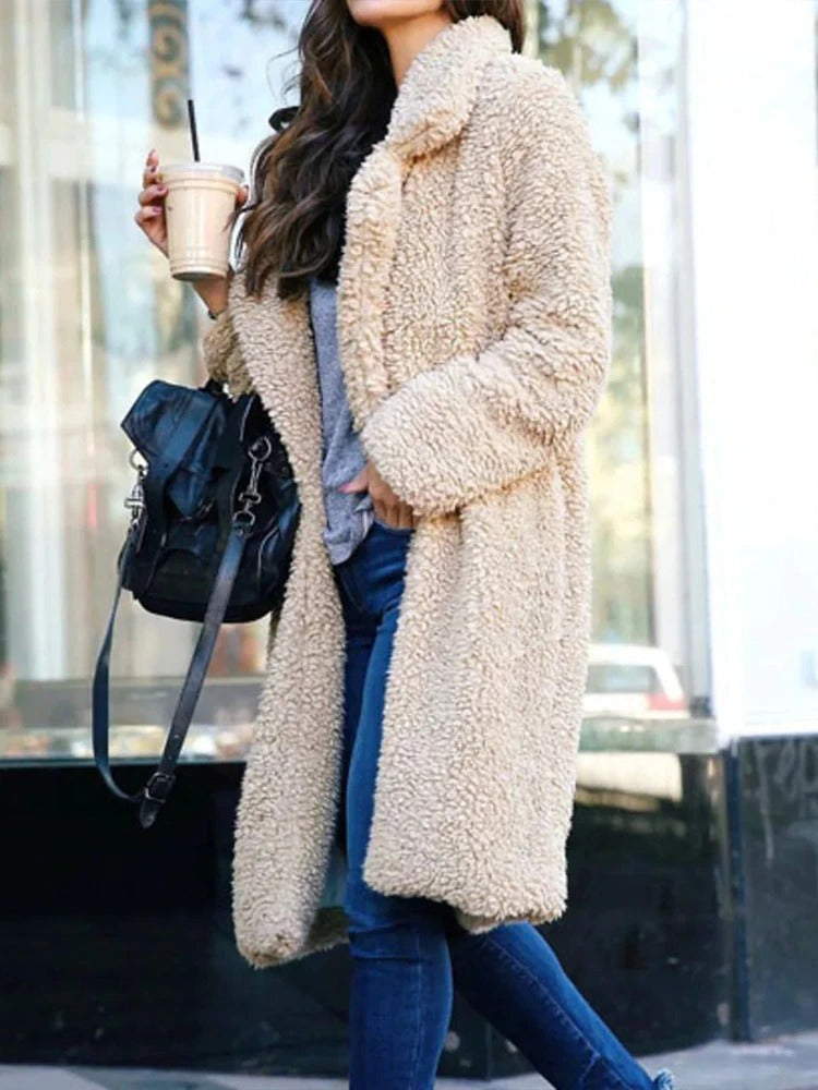 Women’s Long Sherpa Teddy Coat