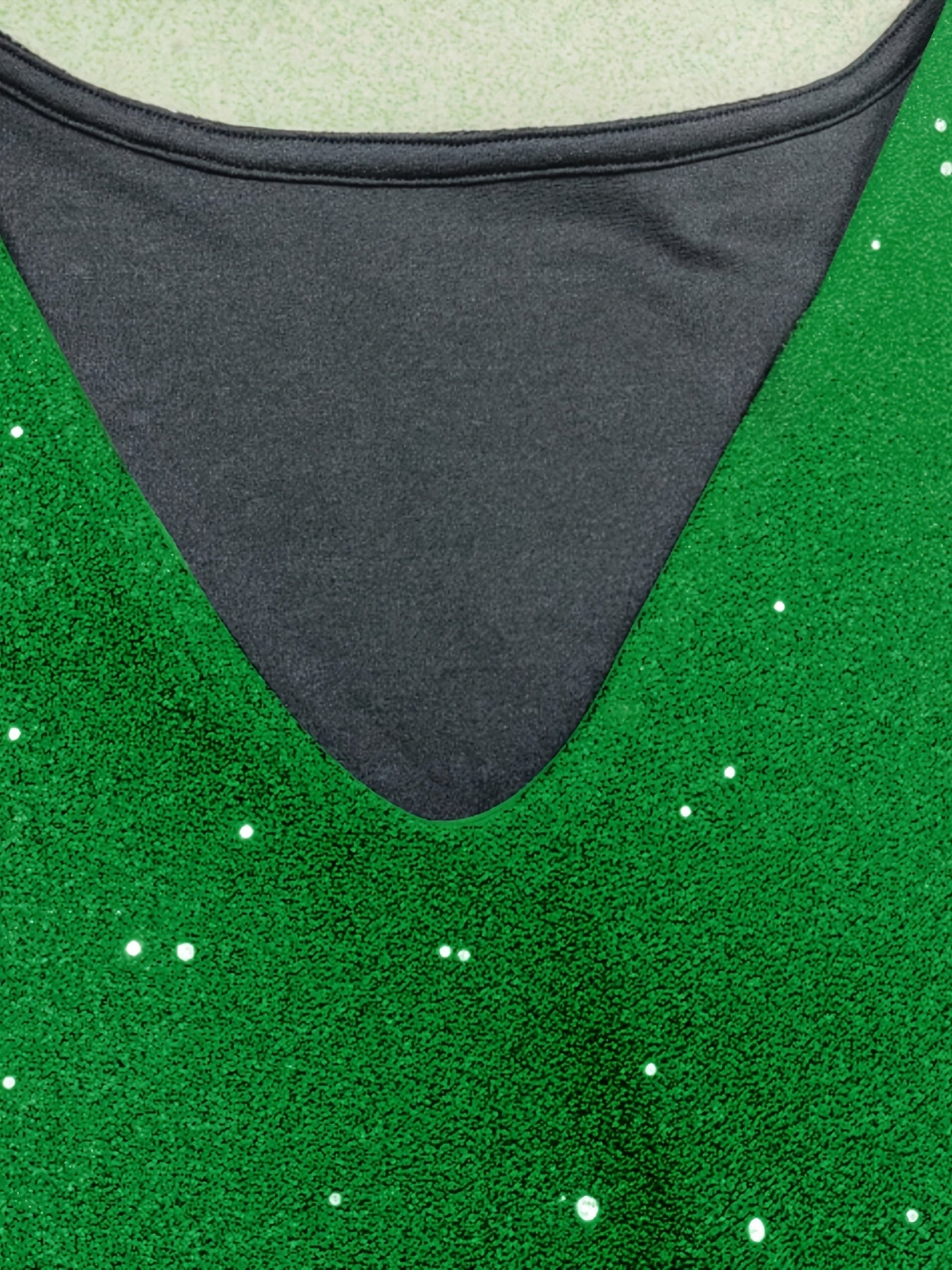 Sequin V-Neck Long Sleeve Mini Dress