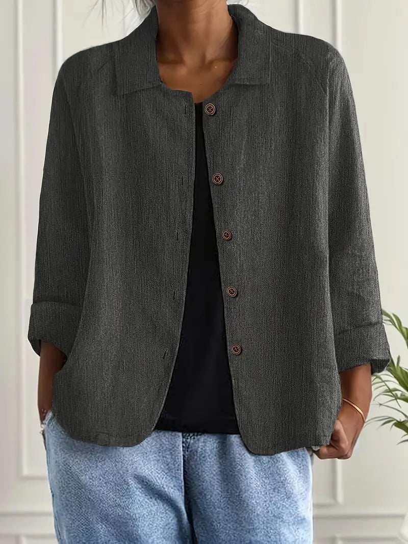 Lightweight Button Front Linen Style Shirt for Everyday Comfort