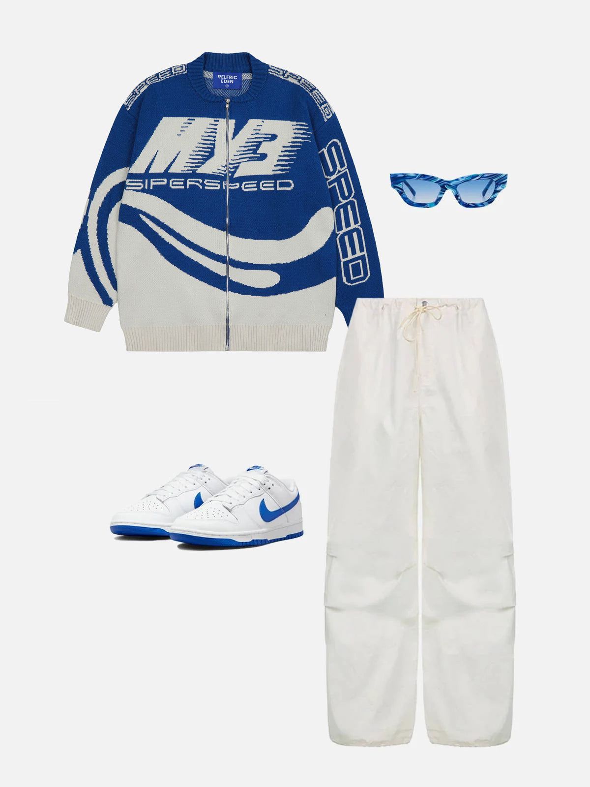RiderMore Varsity-Style Graphic Knit Jacket