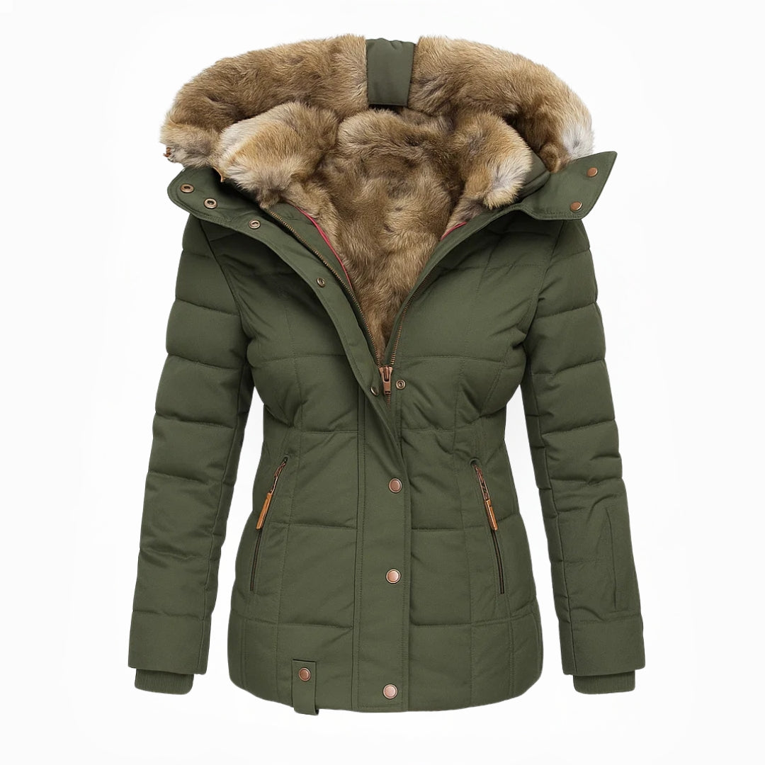 Faux Fur Trim Hooded Puffer Winter Jacket
