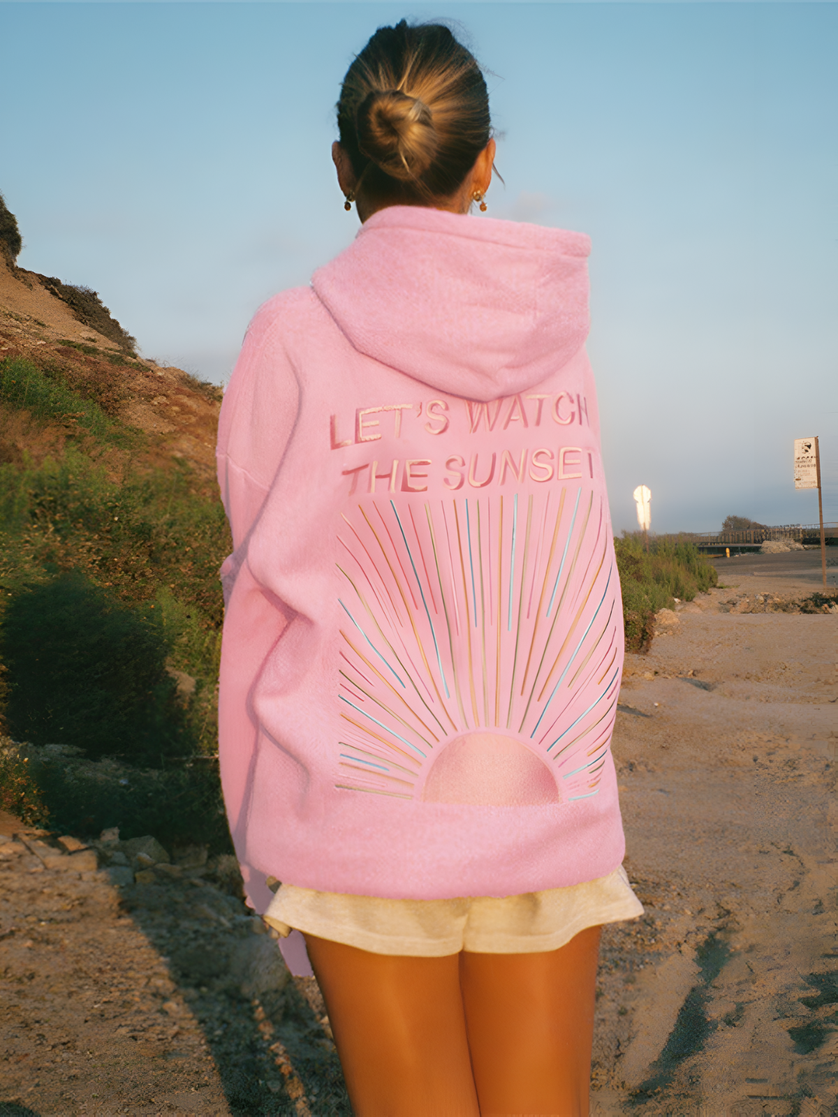 Oversized “Let’s Watch the Sunset” Graphic Hoodie
