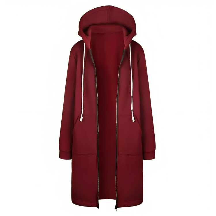 Long Hooded Zip Up Sweatshirt Dress for Casual Comfort