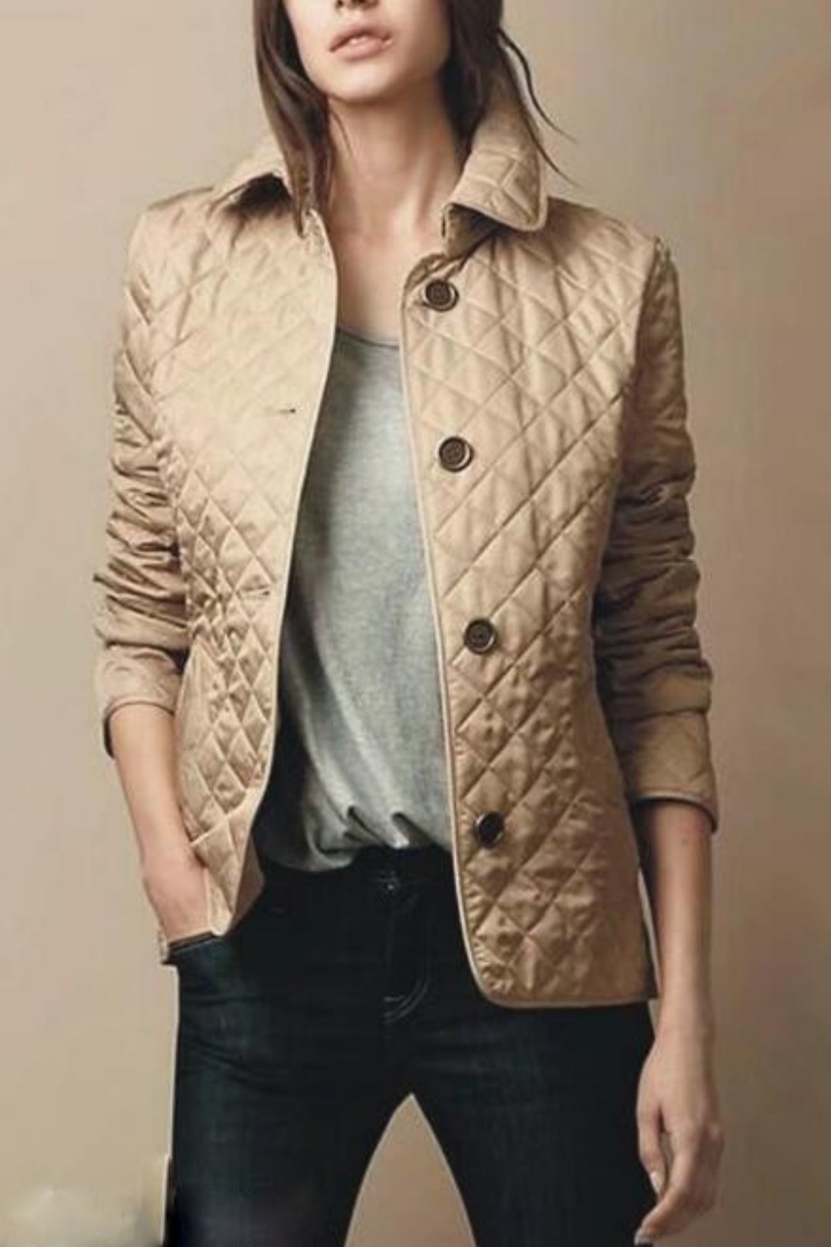Women’s Lightweight Quilted Button Jacket