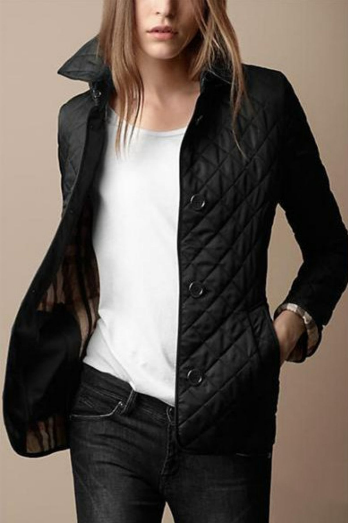 Women’s Lightweight Quilted Button Jacket