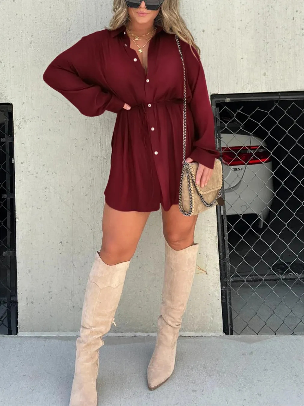 Chic Button Down Long Sleeve Shirt Dress for Effortless Style