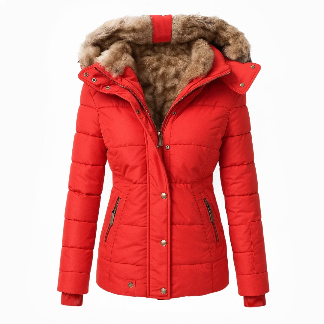 Faux Fur Trim Hooded Puffer Winter Jacket