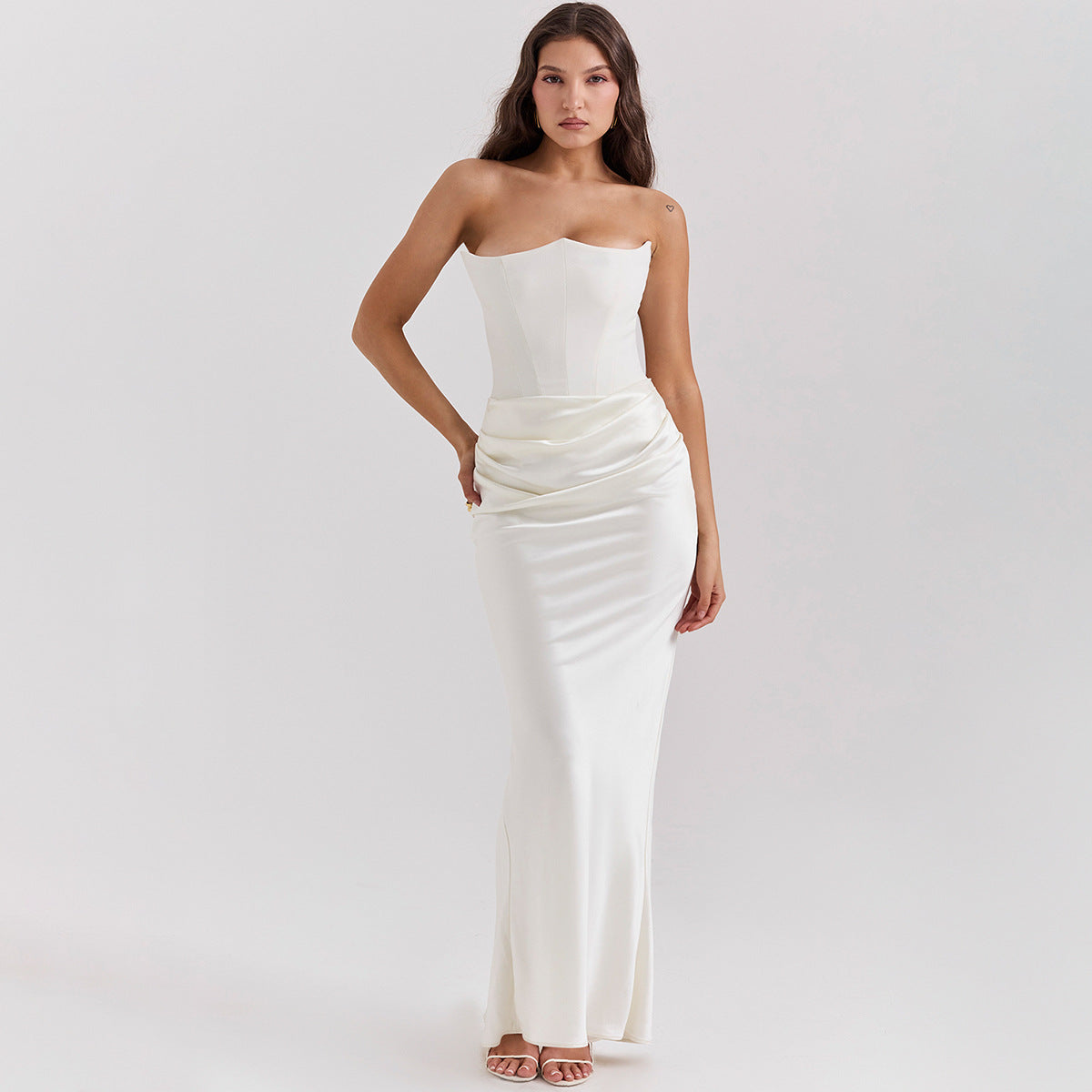 Strapless Ruched Bodycon Maxi Dress