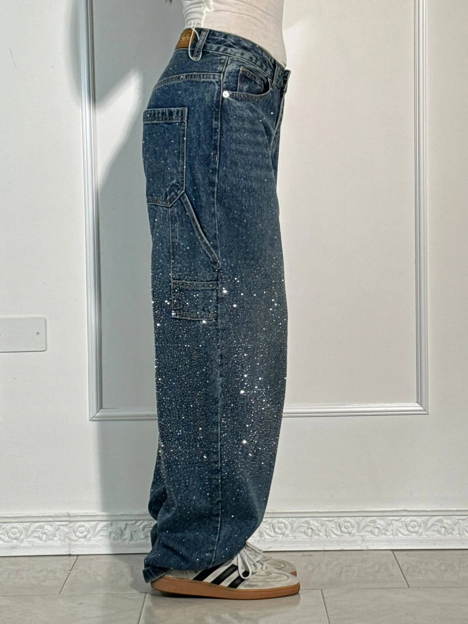 High-Waisted Relaxed Fit Paint-Splatter Jeans