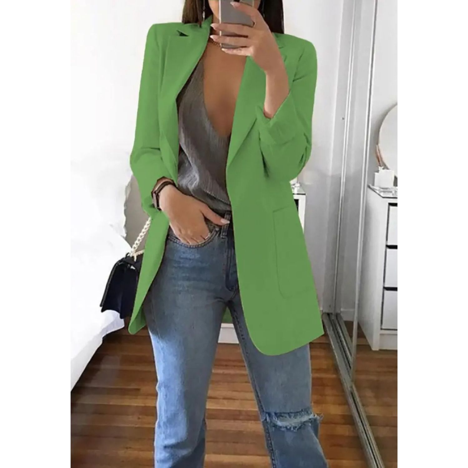 Women’s Long Tailored Open-Front Blazer