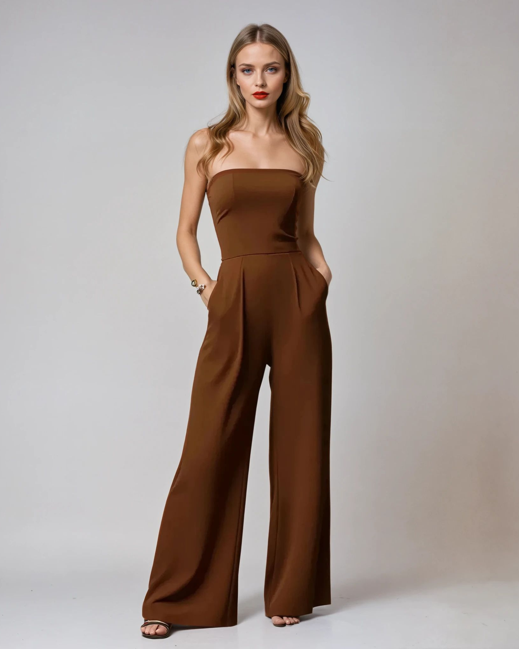 Strapless Wide-Leg Elegant Women’s Jumpsuit