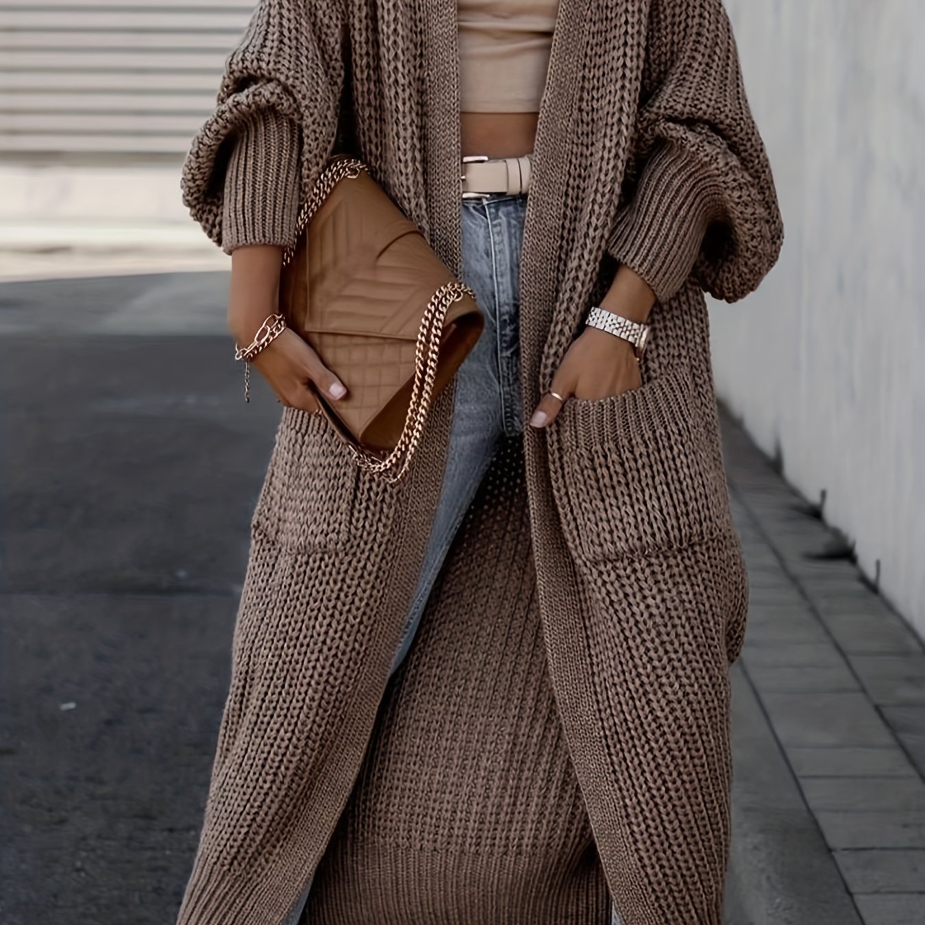 Chunky Knit Longline Open-Front Cardigan