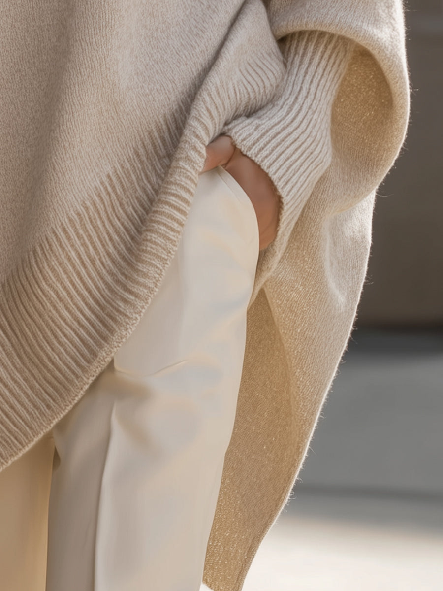 Relaxed Oversized Knit Poncho Sweater