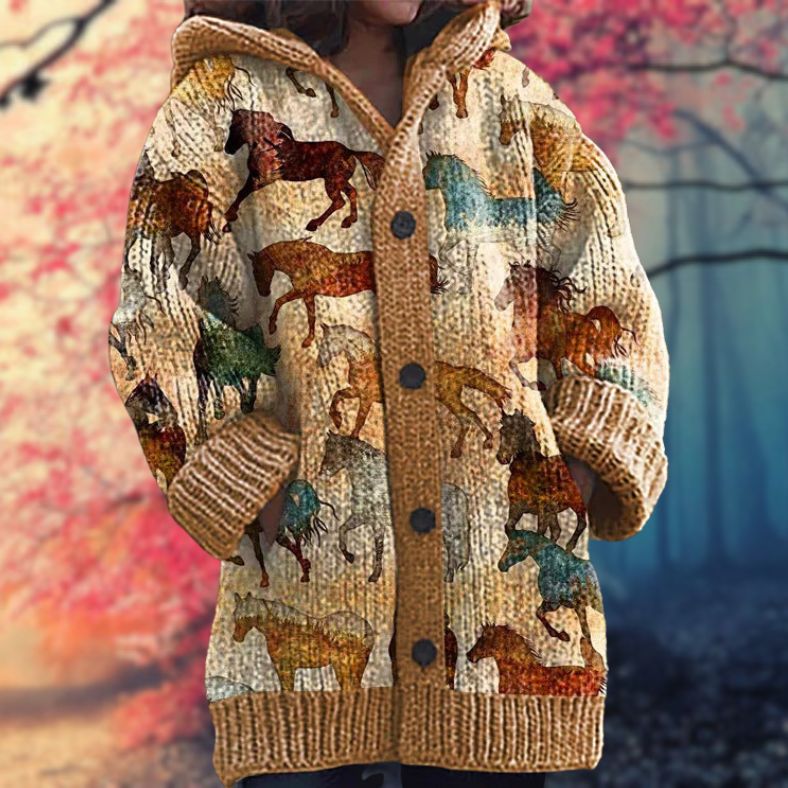 Hooded Pattern Knit Cardigan for Cozy Everyday Style