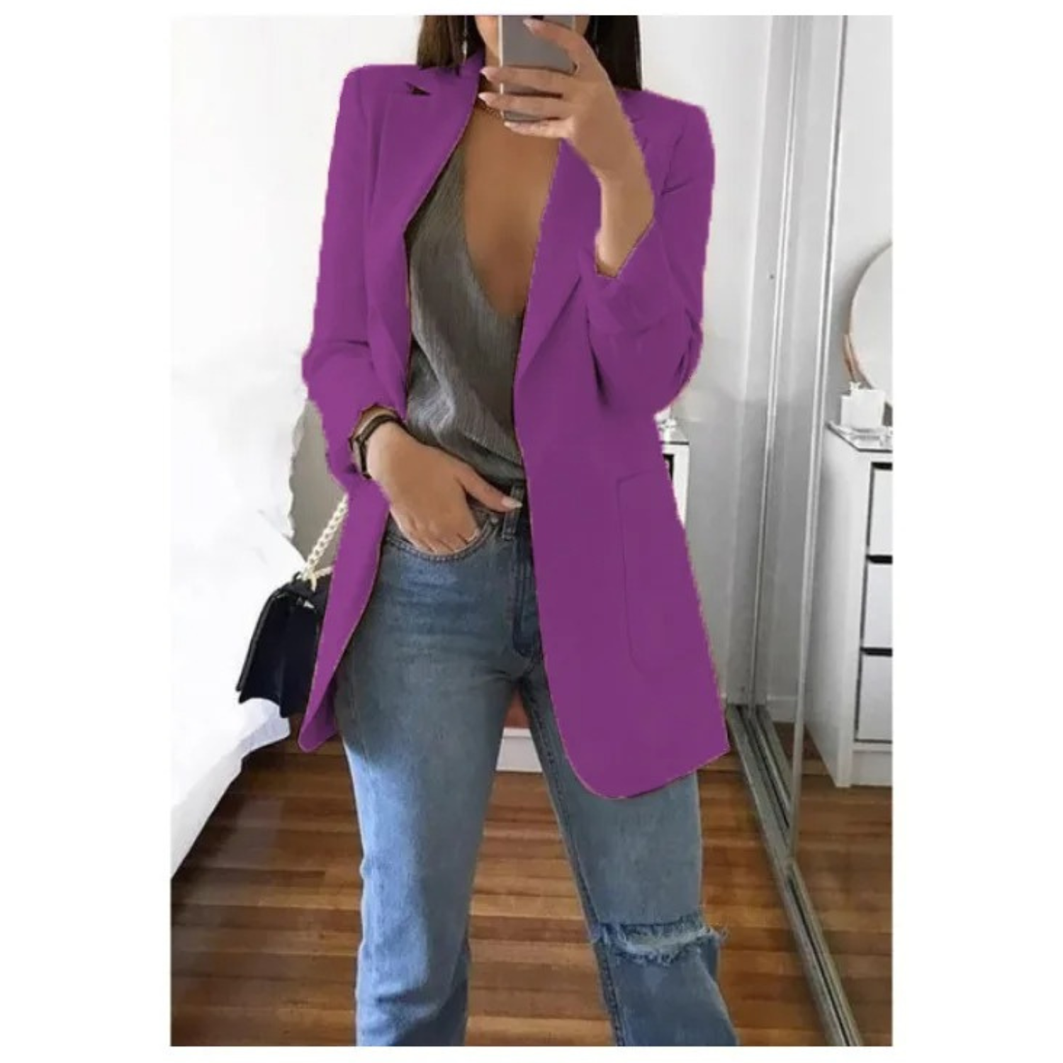 Women’s Long Tailored Open-Front Blazer