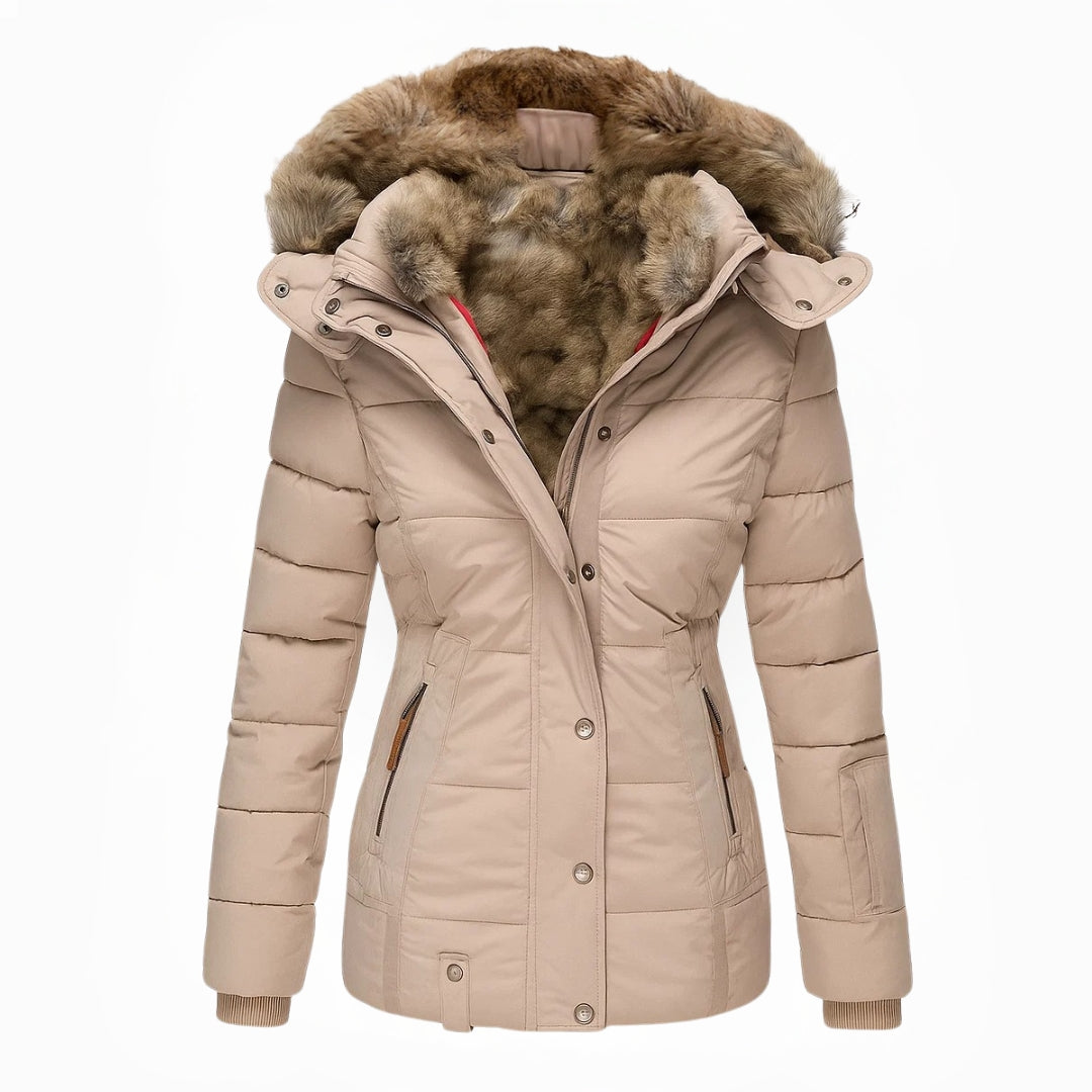 Faux Fur Trim Hooded Puffer Winter Jacket