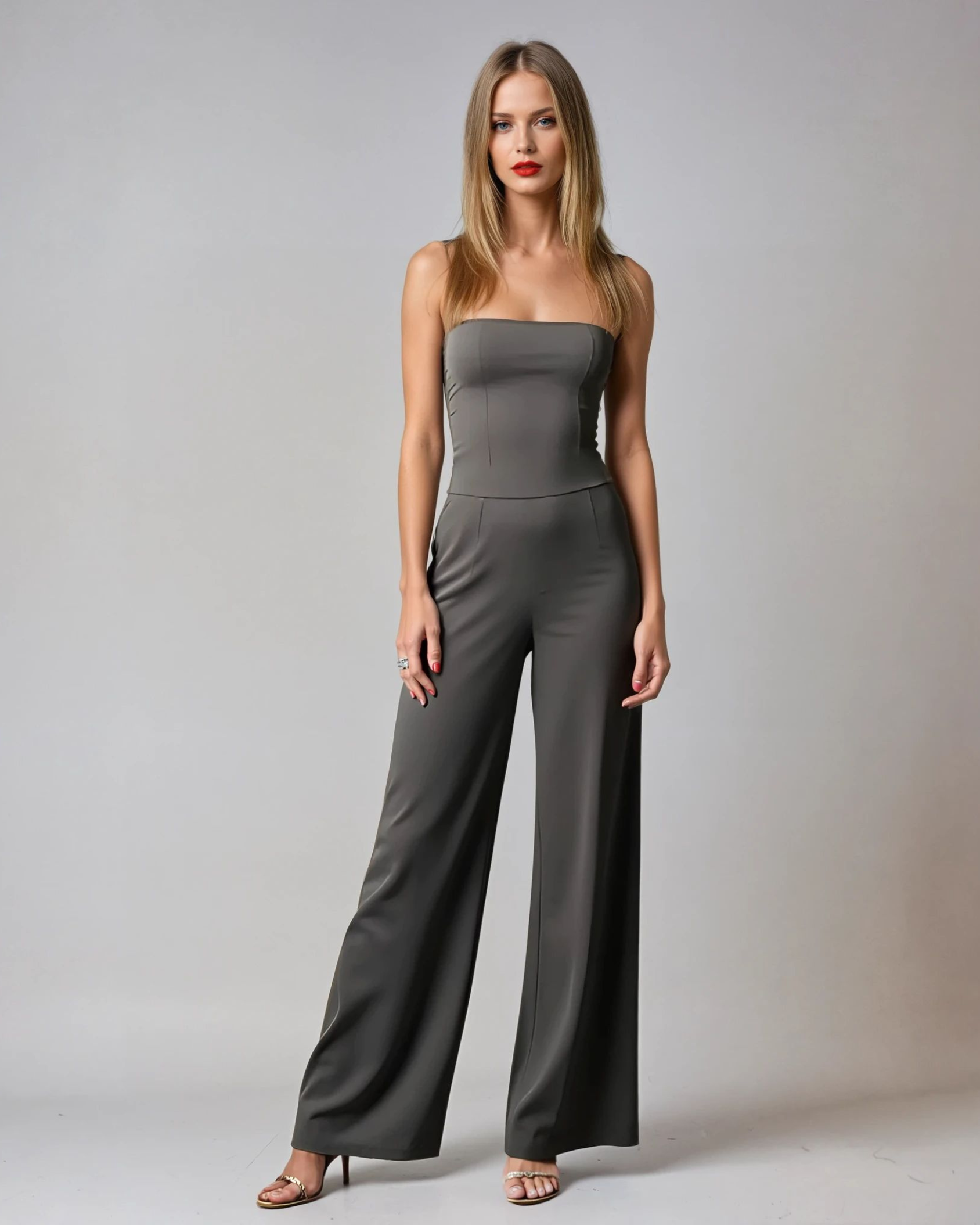 Strapless Wide-Leg Elegant Women’s Jumpsuit