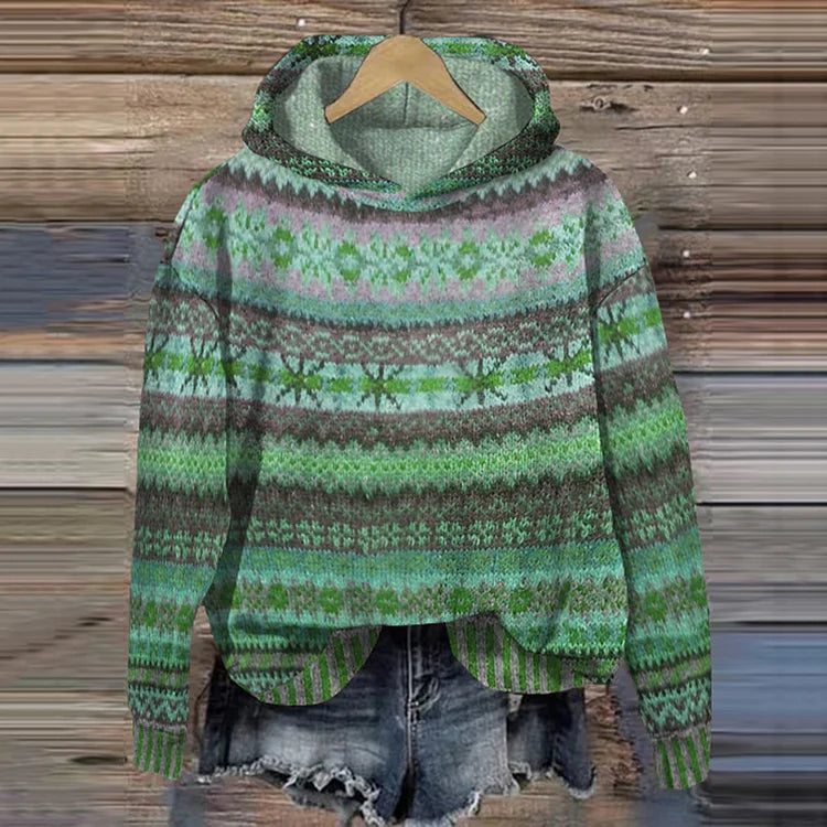Vintage Knit Hooded Sweater for Cozy Everyday Style