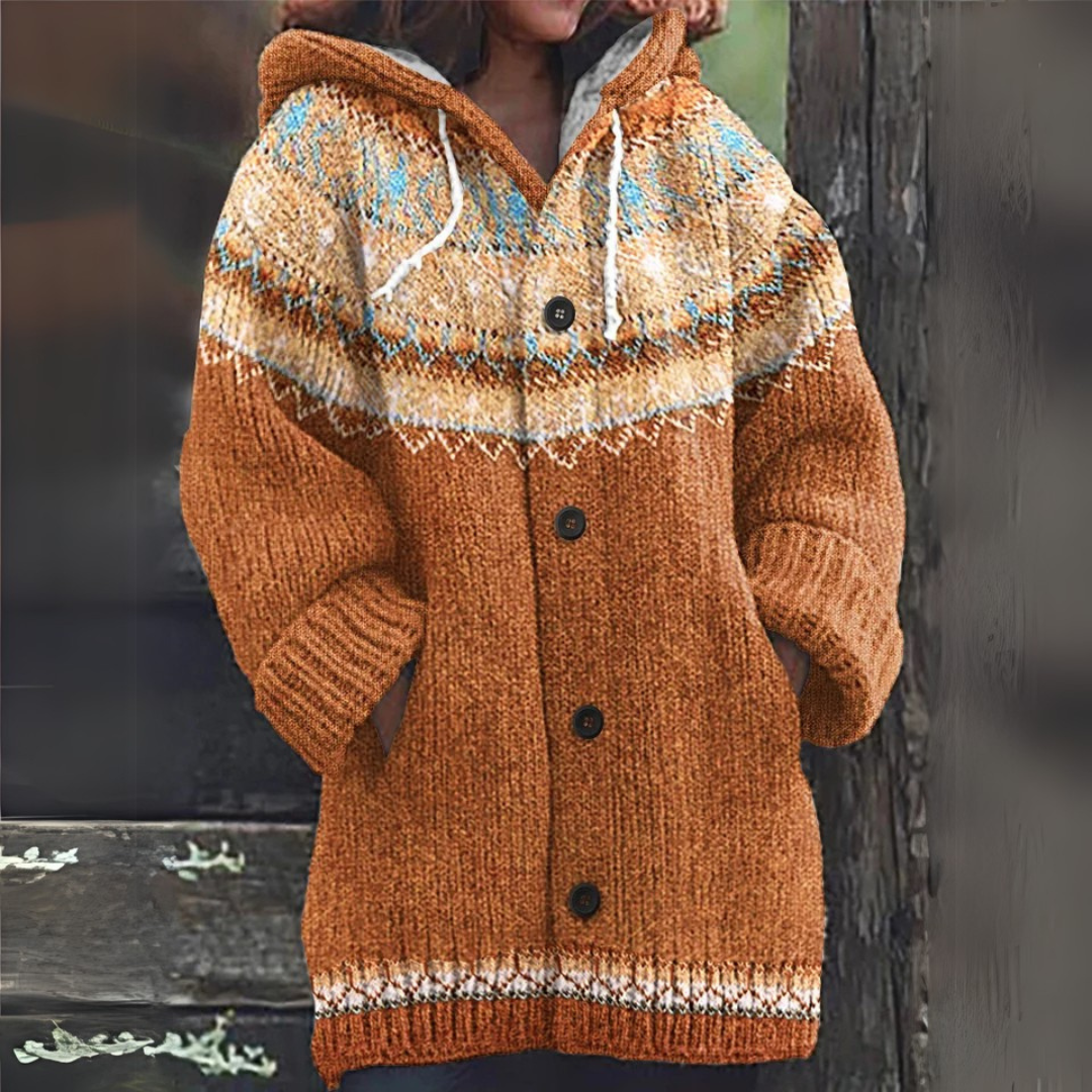 Hooded Fair Isle Knit Cardigan for Cozy Everyday Style