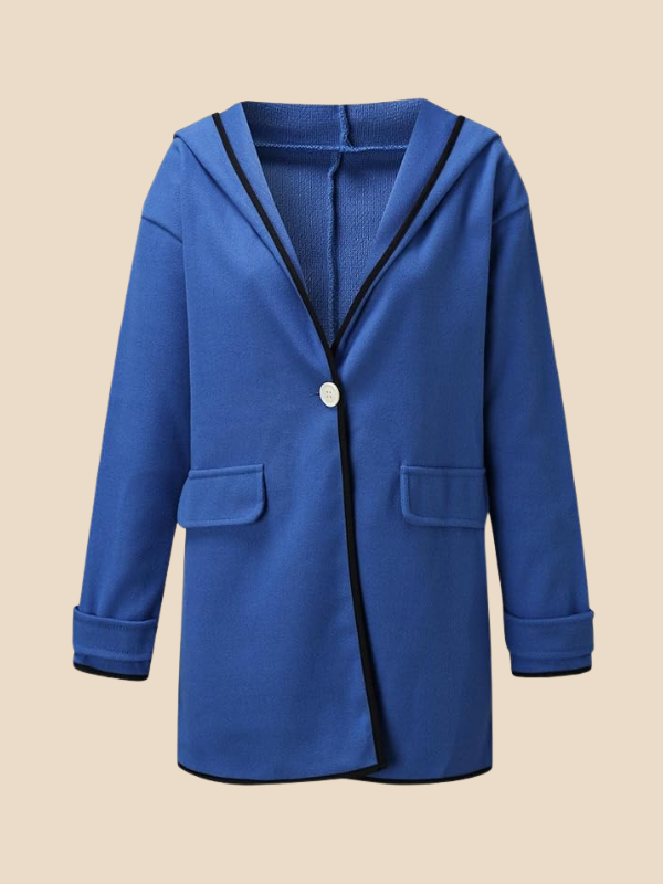 Hooded Wool Blend Cape Coat with Button Detail