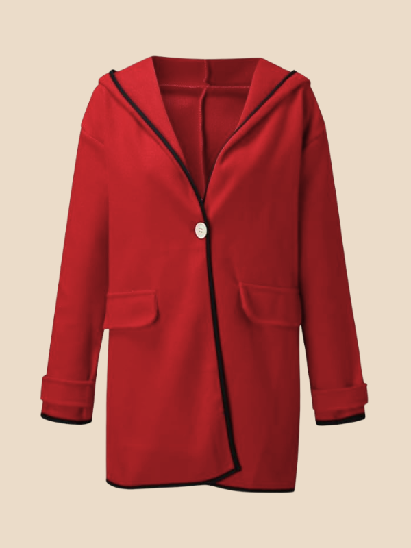 Hooded Wool Blend Cape Coat with Button Detail