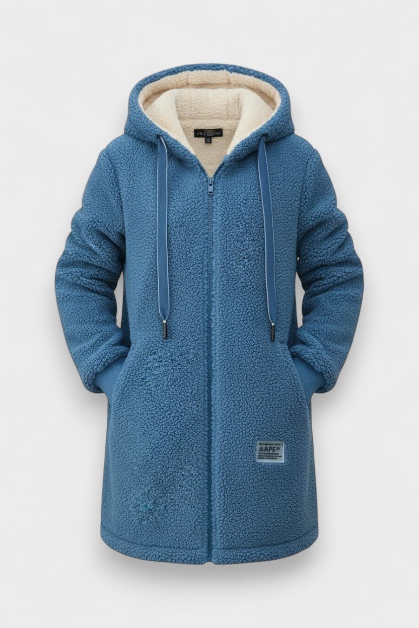 Hooded Teddy Fleece Jacket with Zip Front and Plush Lining