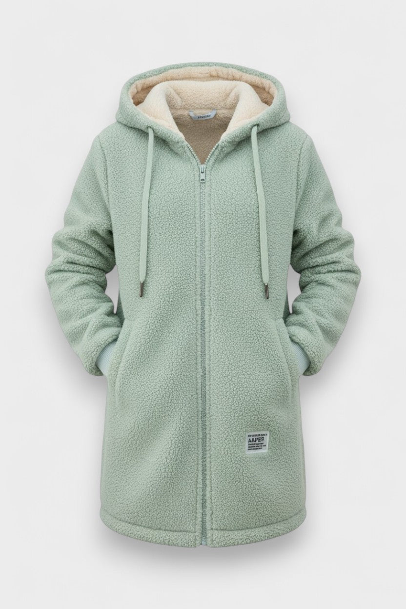 Hooded Teddy Fleece Jacket with Zip Front and Plush Lining