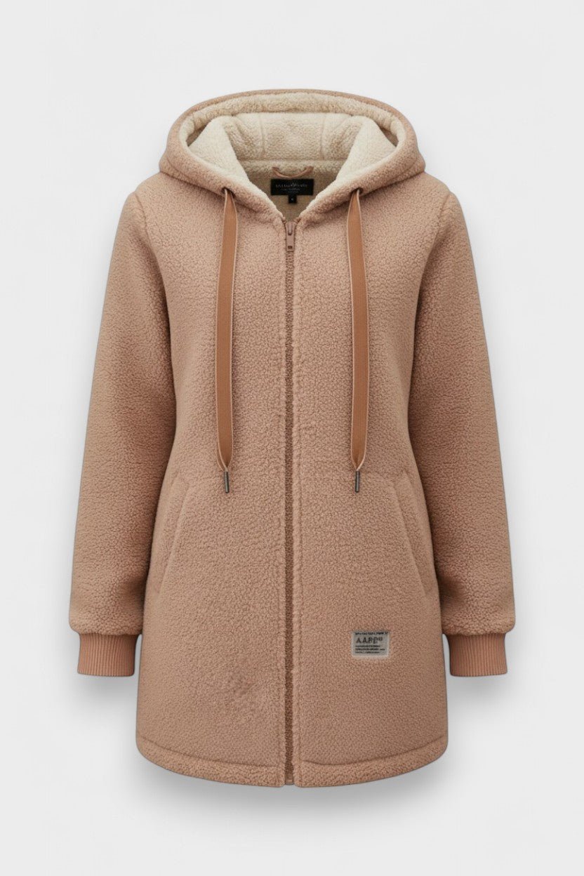 Hooded Teddy Fleece Jacket with Zip Front and Plush Lining