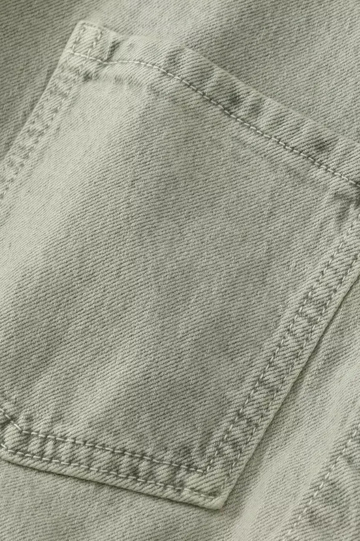 Button Front Utility Romper with Short Sleeves and Elastic Waist