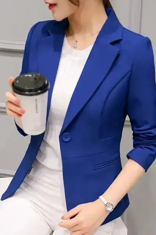 Tailored Open Front Blazer with Slim Fit and Notched Lapel