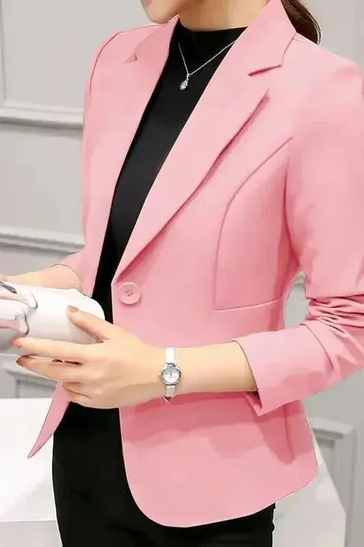 Tailored Open Front Blazer with Slim Fit and Notched Lapel