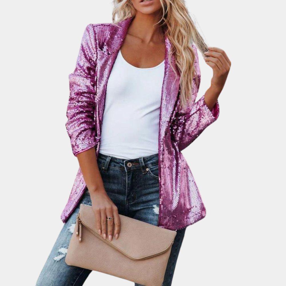 Sequin Open Front Blazer Jacket