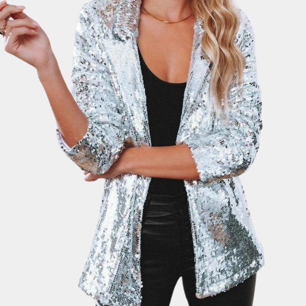Sequin Open Front Blazer Jacket