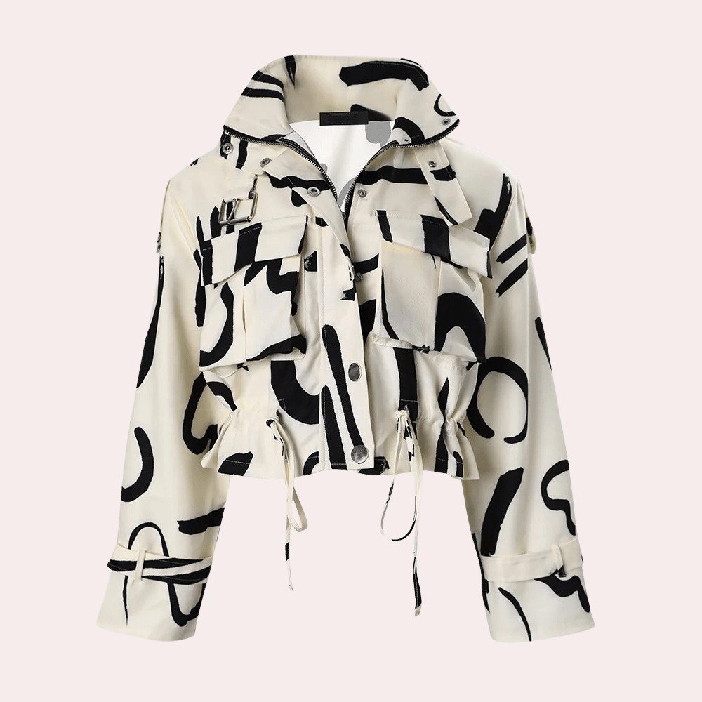 Women’s Cropped Abstract-Print Button Jacket