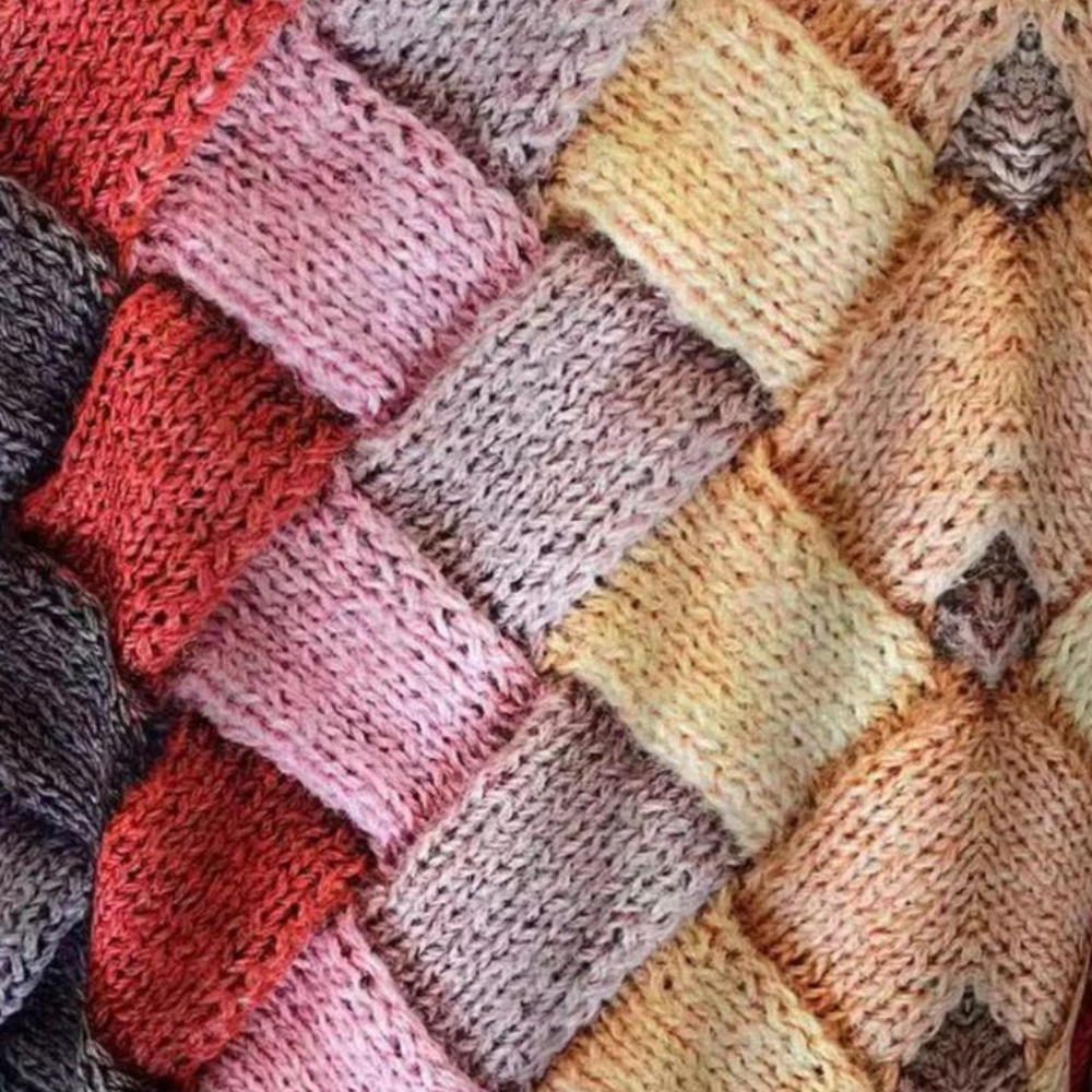 Multicolor Patchwork Knit Long Sleeve Top for Casual Wear