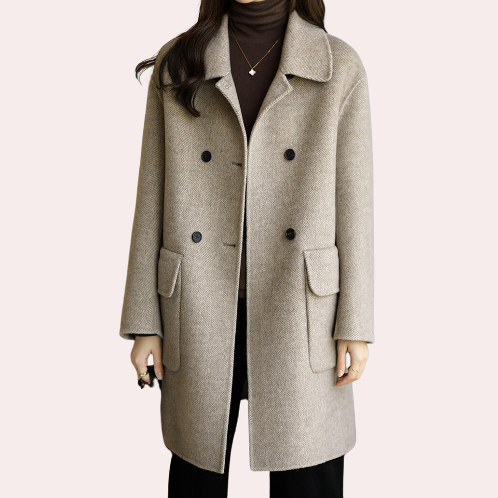 Women’s Classic Wool Blend Short Double-Breasted Coat