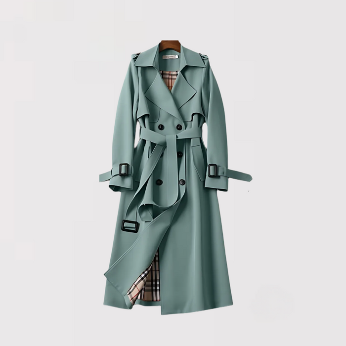 Women’s Long Belted Double-Breasted Trench Coat