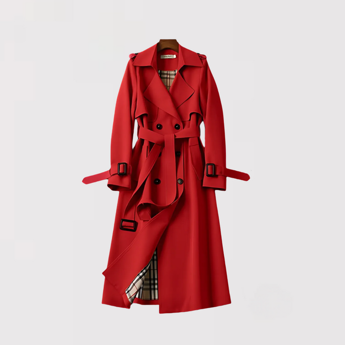 Women’s Long Belted Double-Breasted Trench Coat