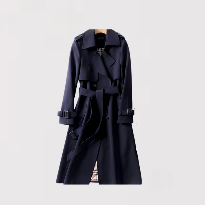 Women’s Long Belted Double-Breasted Trench Coat