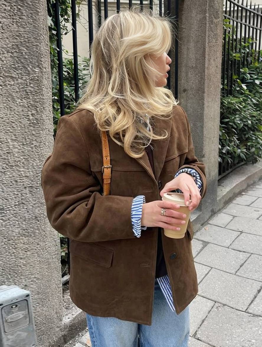 Women’s Vintage Suede Button-Up Jacket