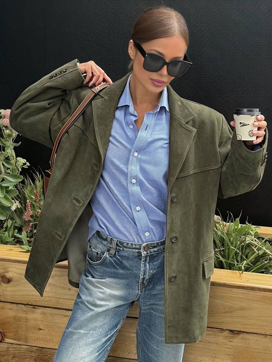 Women’s Vintage Suede Button-Up Jacket