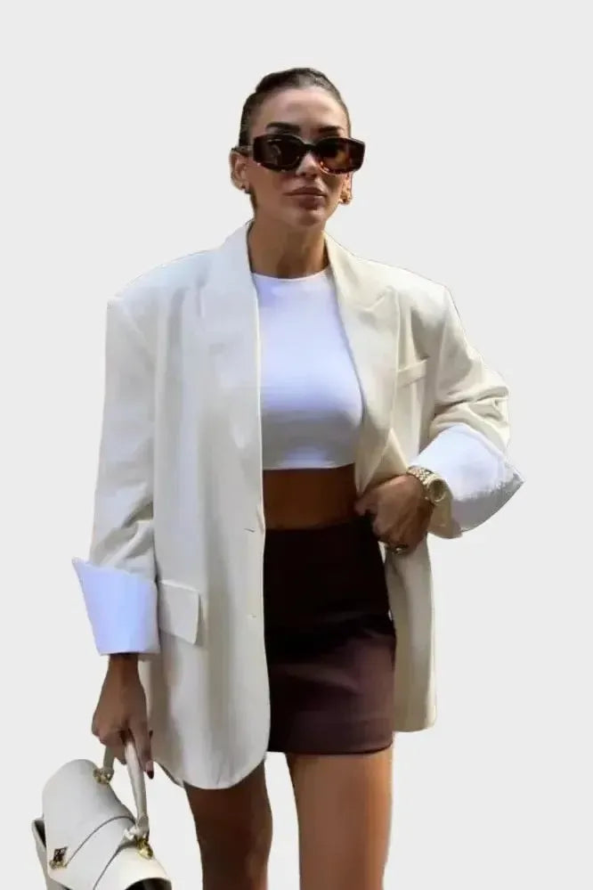 Relaxed Tailored Blazer with Open Front and Structured Fit