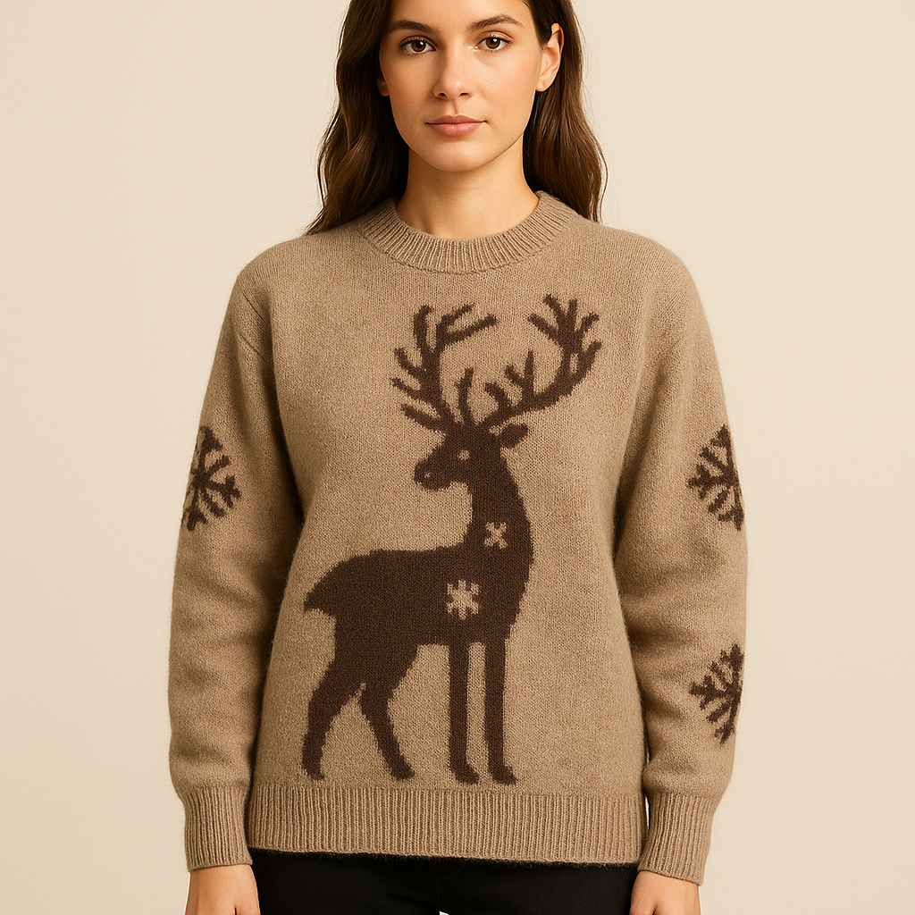 Cozy Reindeer Pattern Winter Knit Sweater