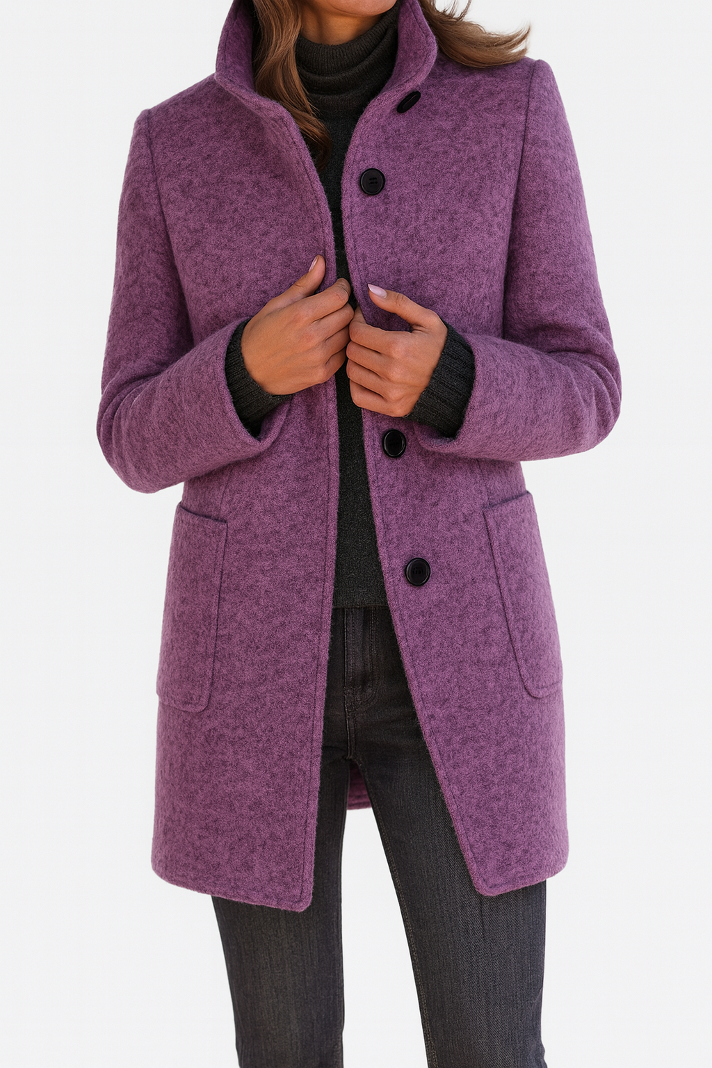 Classic Wool-Blend Single-Breasted Winter Coat