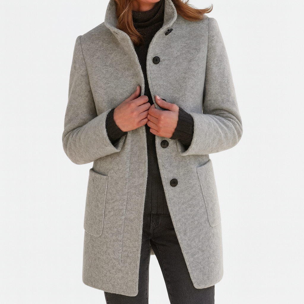 Classic Wool-Blend Single-Breasted Winter Coat